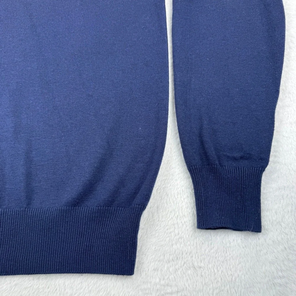 Peter Millar V-Neck Sweater Men Large Blue Silk Cotton Cashmere Luxury Old Money